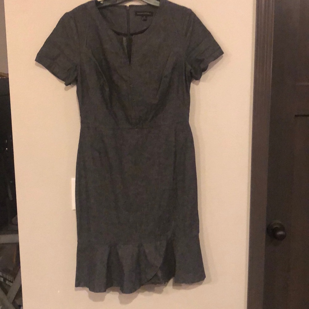 Banana Republic Grey Denim Dress with Ruffle